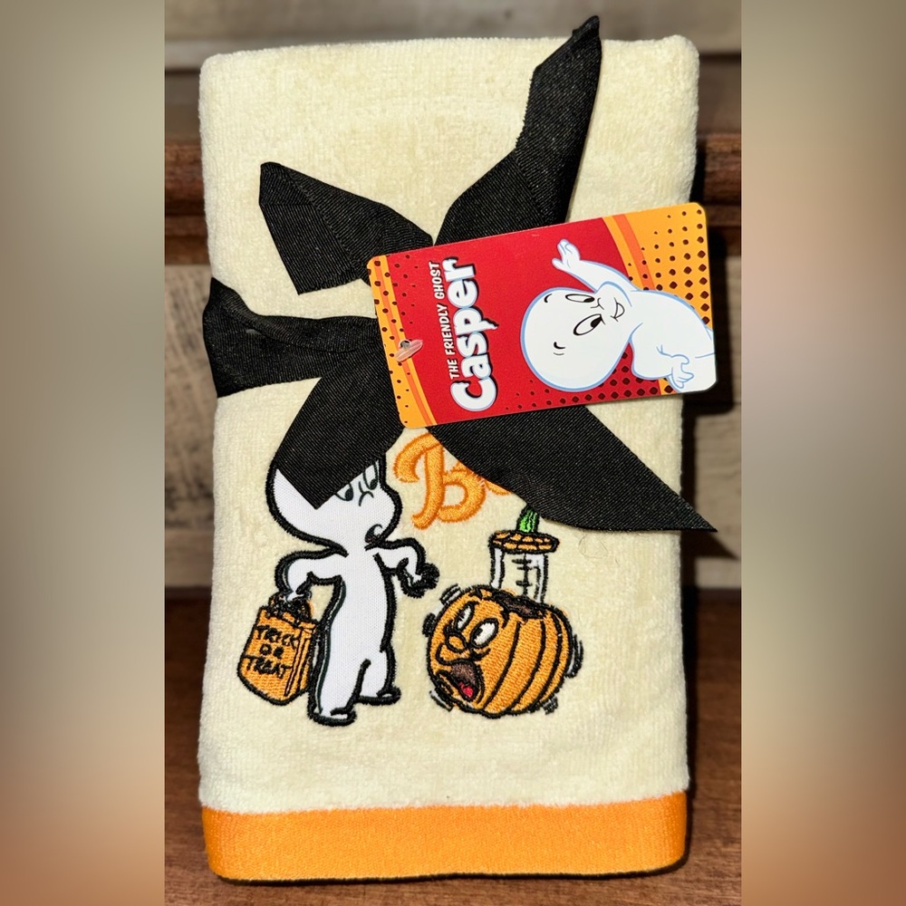 Casper The Friendly Ghost Halloween 2 Pack Bathroom Hand Towels Boo Pumpkin NEW